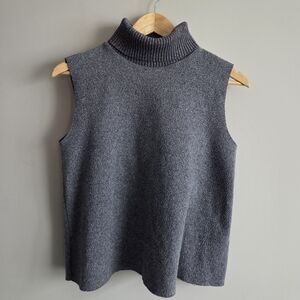 Zara Gray Turtleneck Mockneck Knit Sweater Vest Sleeveless Minimialist Layering